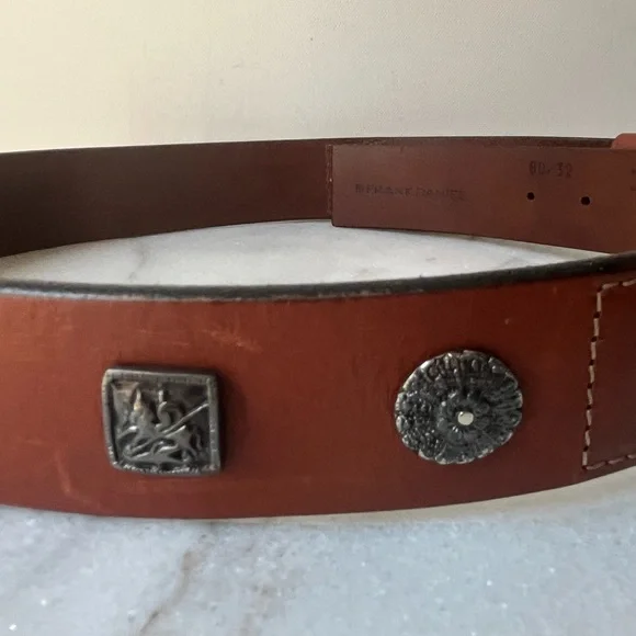 Frank Daniel Buckle Casual 1 1/2" wide Genuine Leather Belt Italy 39.5” Long - Picture 4 of 16
